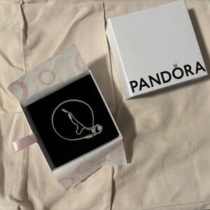 Pandora Silver Necklace with Sparkling Heart Charm